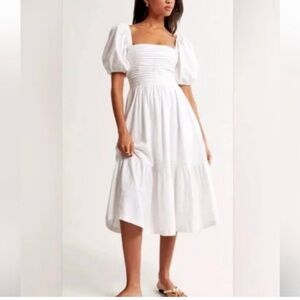 Abercrombie Elegant White Puff Sleeve Dress